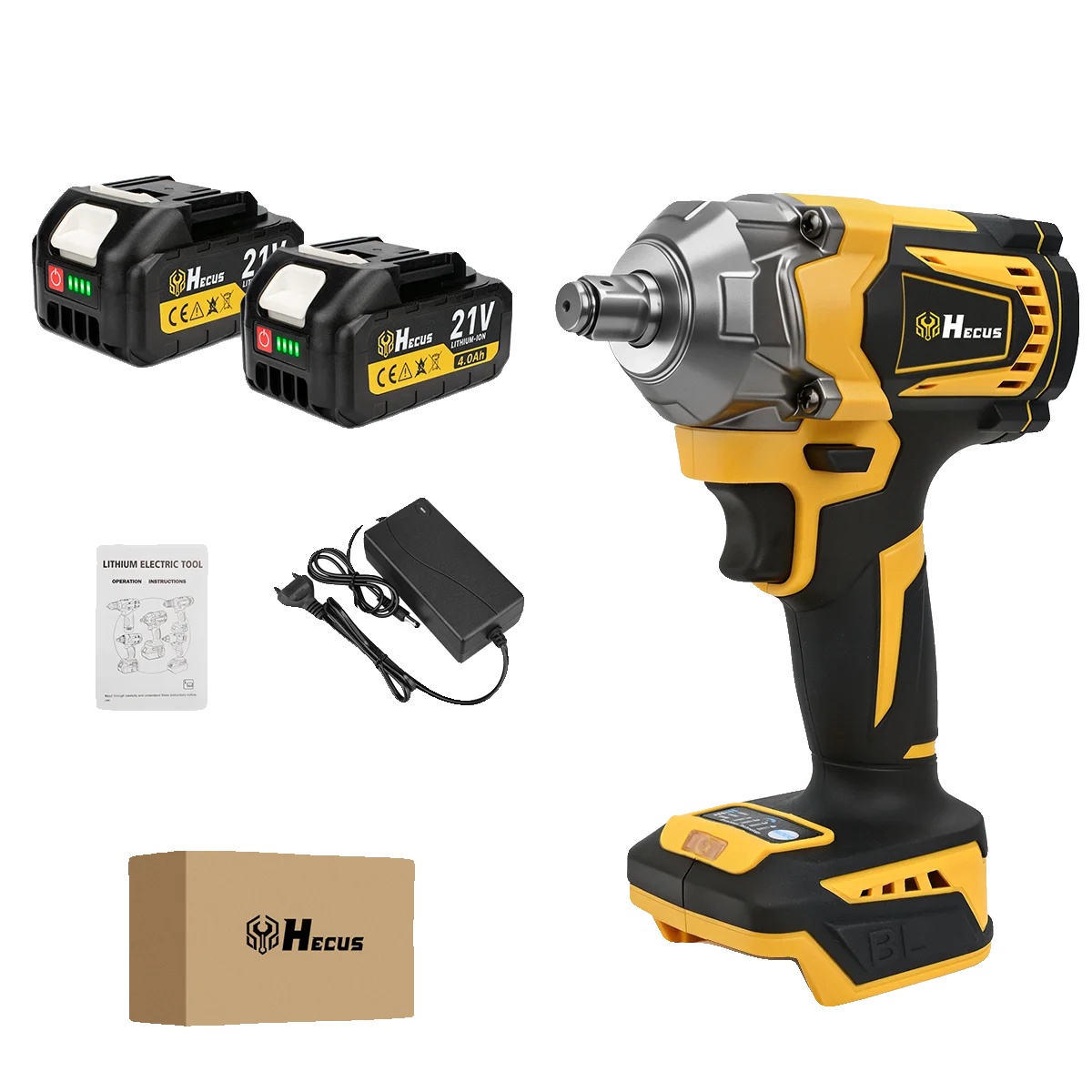 Schlagschrauber, 1200 N.m Drehmoment, Bürstenloser Motor, 2 Batterien, 100v-240v Eu Stecker-b