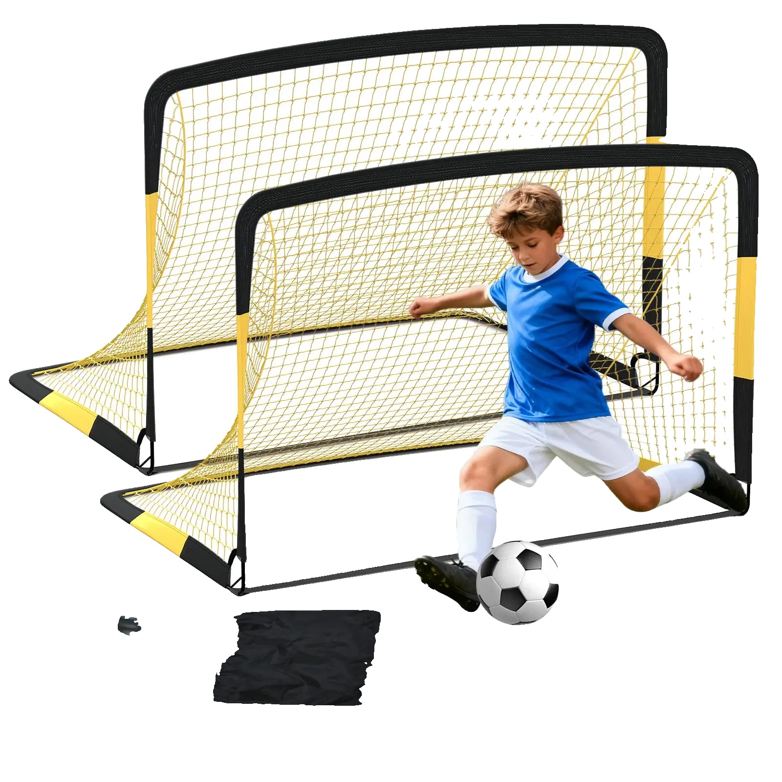 Fußballtor-set, Tragbares Design, Vollständiges Trainingszubehör, Gelbes Set