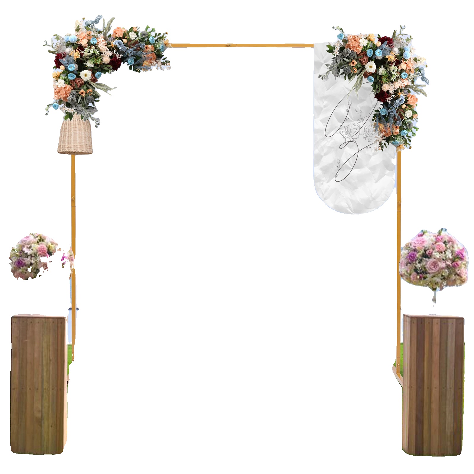 Bogenständer, Eisenmaterial, Verstellbare Höhe 106,5 Cm Bis 2 M, 2 M Länge, Tragfähigkeit 5 Kg, Quadratische Form