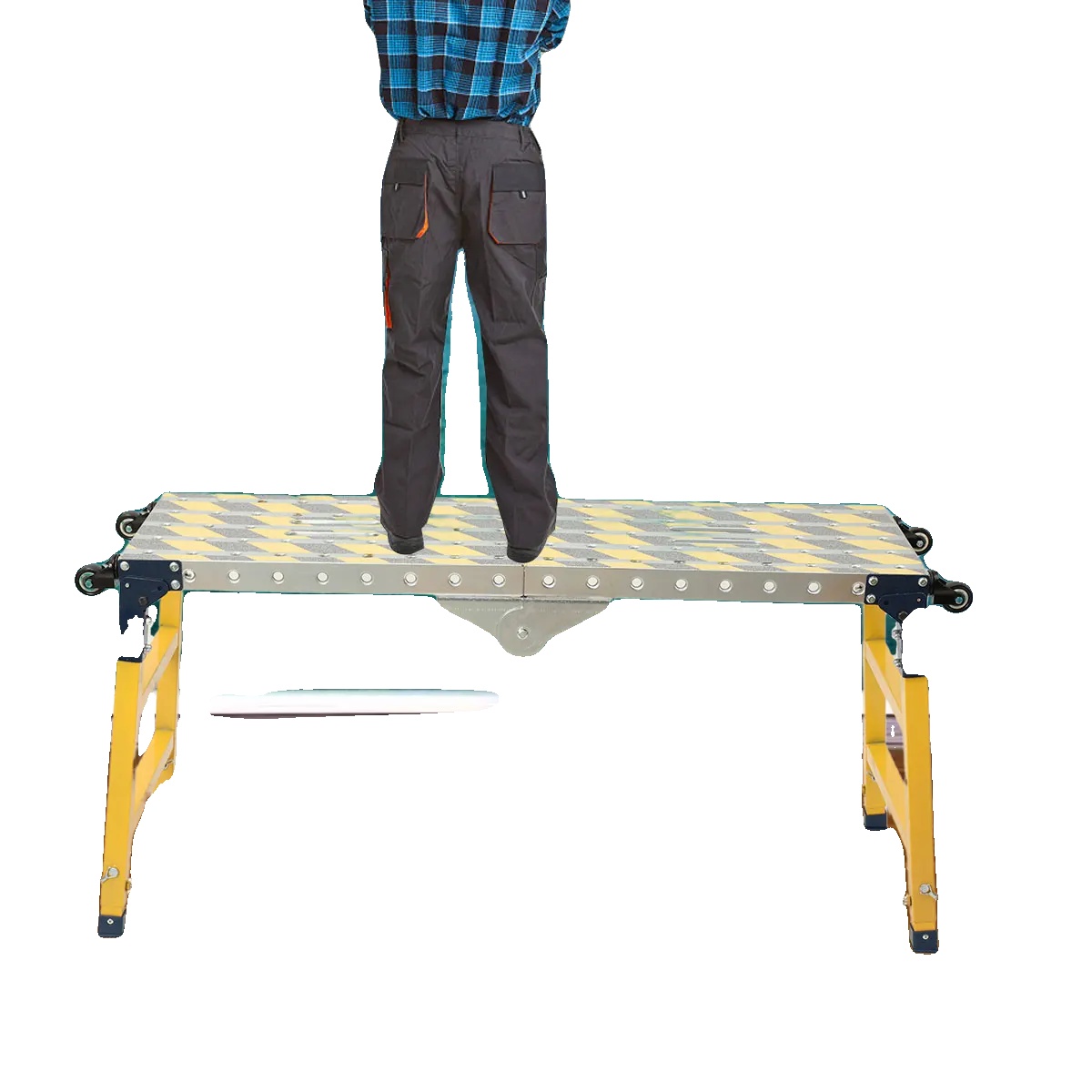 Arbeitsplattform, 500 Kg Tragfähigkeit, Höhenverstellbar 60-90 Cm, 4 Schwenkbare Rollen, Rutschfeste Oberfläche, Industrielle Gerüst