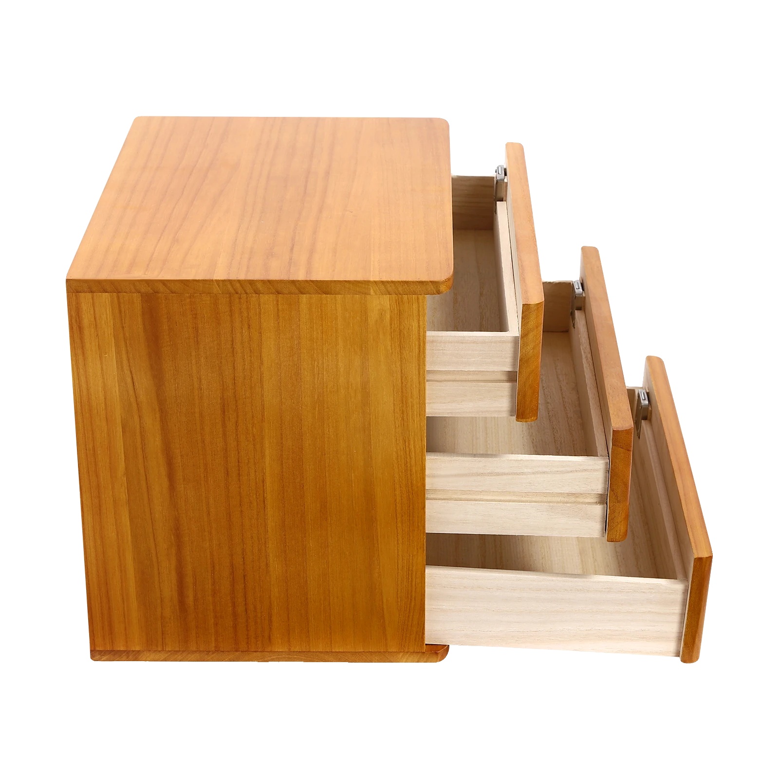 Schreibtischorganizer, 3-stufiges Design, Abschließbare Schubladen, Holz Gelb