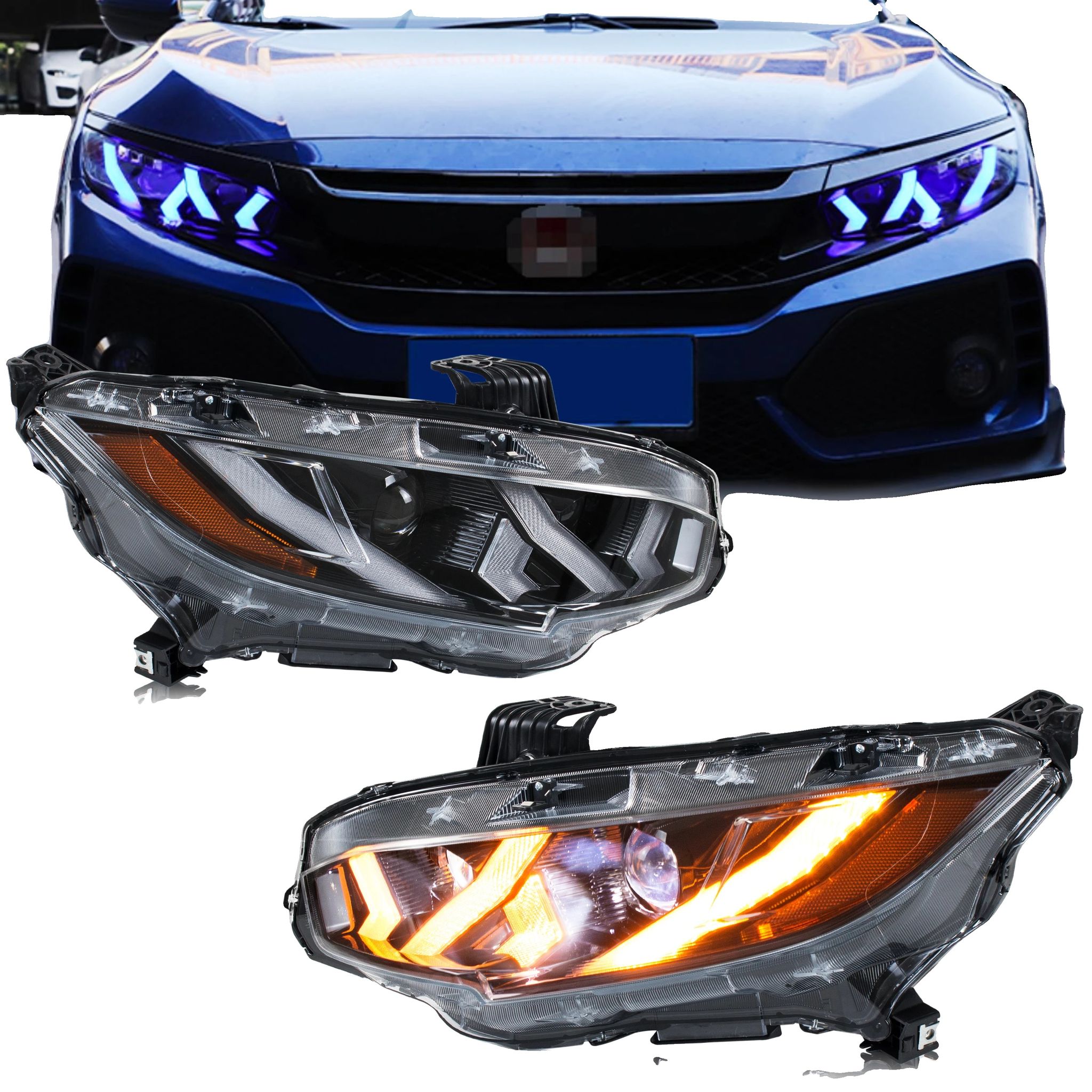 Led-scheinwerfer-einheit, 12 V, Sequenzielle Blinker, Wasserdicht, Für Kompaktlimousine 2016-2021, Fern-/abblendlicht Enthalten