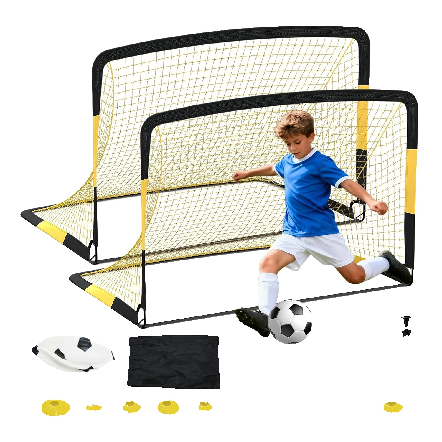 Fußballtore, Tragbare Ausstattung, Komplettes Trainingsset, 2er Pack