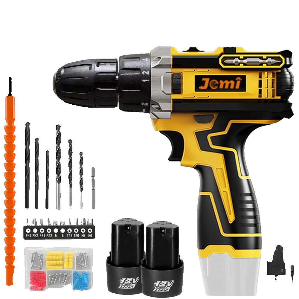 Schlagbohrmaschine, 45 N·m Drehmoment, 25 Positionen Kupplung, 12v 2xbatterie Karton
