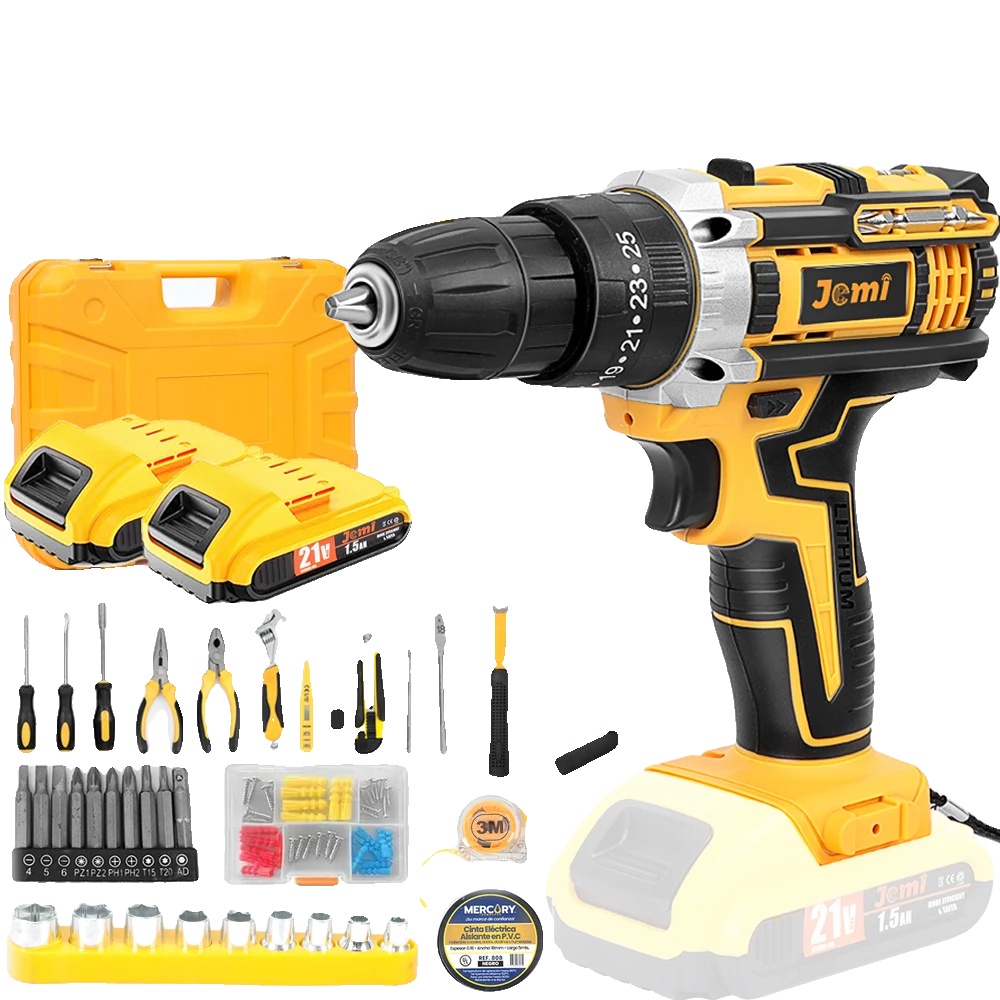 Schlagbohrmaschine, 45 N·m Drehmoment, 25 Positionen Kupplung, 21v 2xbatterie Anzug