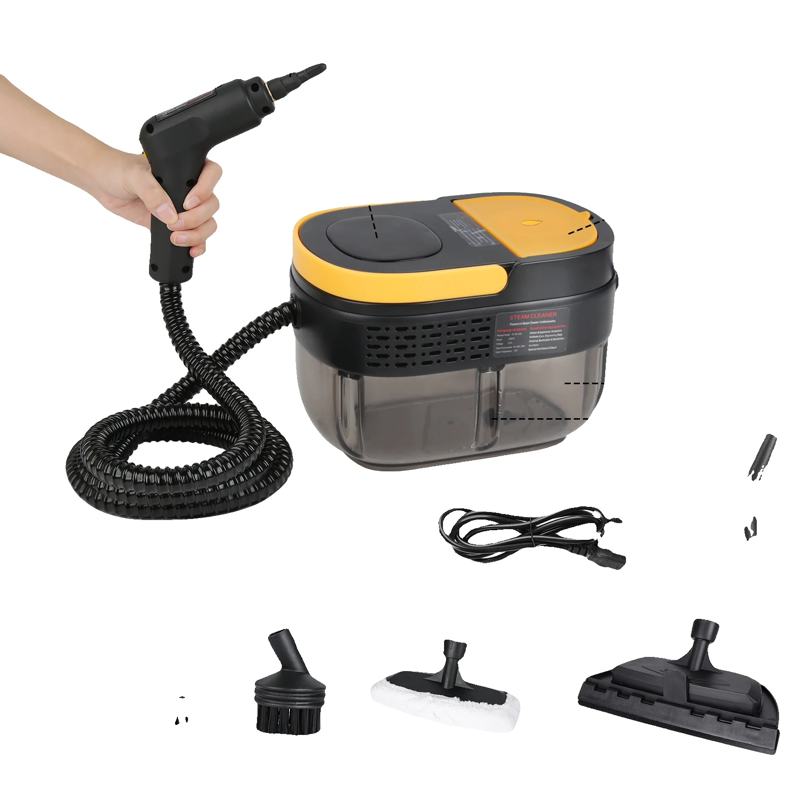 Dampfreiniger, Verstellbarer Griff, Wassertank Mit Hoher Kapazität, Gelb