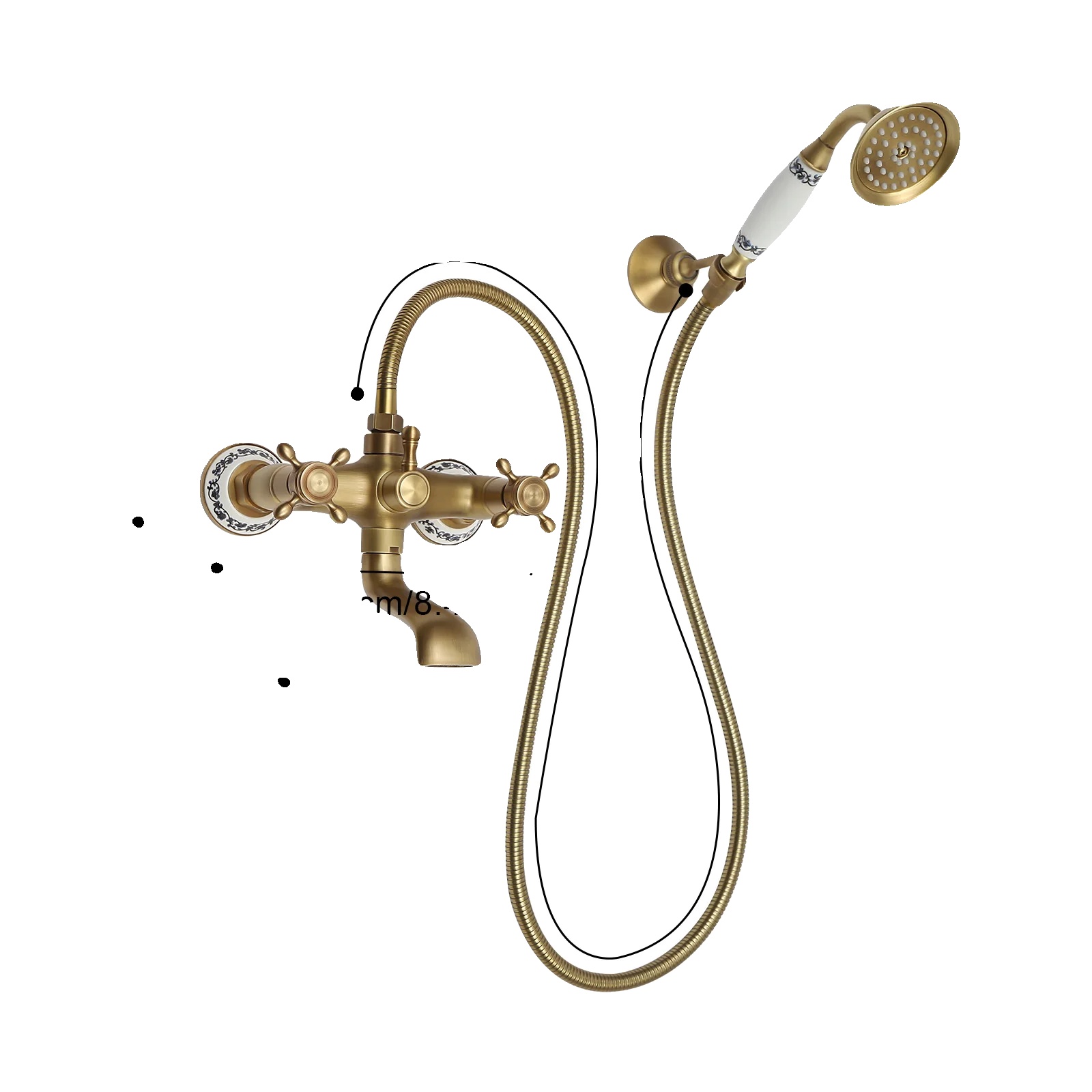 Badewannenarmatur-set, Wandmontage, Langlebige Messingkonstruktion, Gelb, G1/2