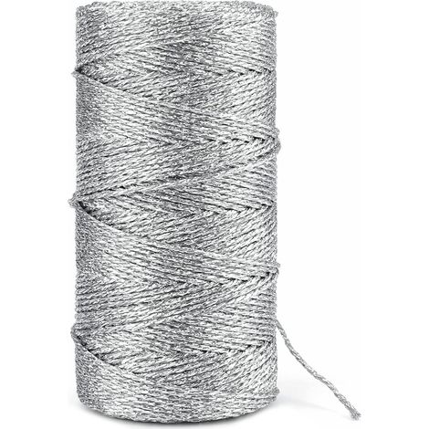 100 M Metallisches Dekogarn – 3 Mm Silberne Verpackungsschnur – Silbernes Häkelgarn – Geeignet Für Bastelarbeiten – Nicht Elastisch