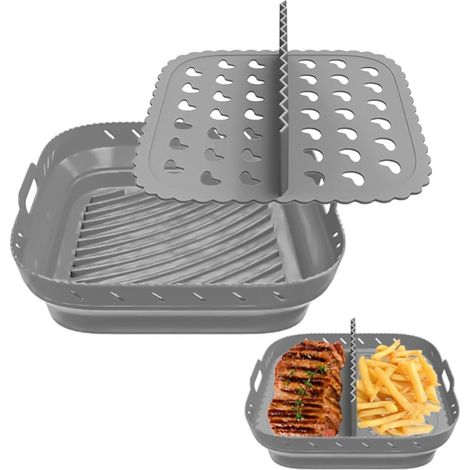 20 Cm Silikon-kochmatte Für Heißluftfritteusen Mit Trennwand – Wiederverwendbar Und Faltbar – Leicht Zu Reinigen – Mikrowellen- Und Ofenfest