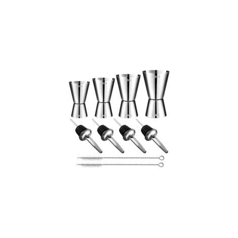 4-teiliges Cocktail-jigger-set (3 Cl, 4 Cl, 5 Cl, 6 Cl), Doppelter Cocktail-jigger Aus Edelstahl Mit 4 Ausgießern Und 2 Bürsten, Für Bar, Party, Wein Und Cocktails