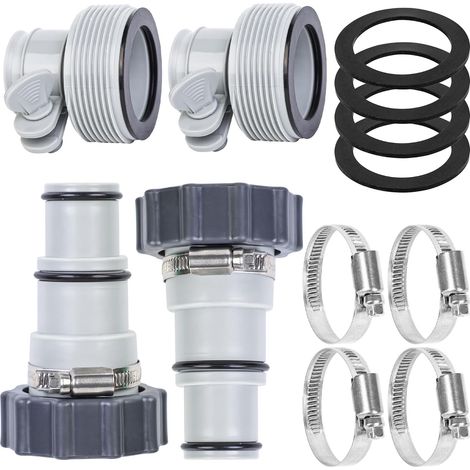 4-teiliger Poolschlauchadapter Mit Klemme Und Ring – 2-facher Umrüstverbinder – 1,5" Auf 1,25" – Kompatibel Mit Intex-schraubverschraubungen – Zubehör Für Aufstellpools