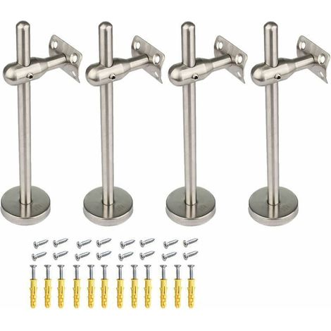 4-teiliges Set Hochbelastbarer Treppengeländerhalterungen, Verstellbares Edelstahlgeländer, Geeignet Für Runde Holz-, Edelstahl- Und Aluminiumgeländer, Länge 200 Mm, Gebogene Platte – Adelala, Von Deb