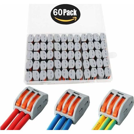 60-teiliges Set Elektrischer Steckverbinder, Automatische Anschlussklemmen, Schnellverbinder Für Kabel Und Drähte, Kompakte Drahtverbinder, Pct-213 (3 Anschlüsse), Von Debuns