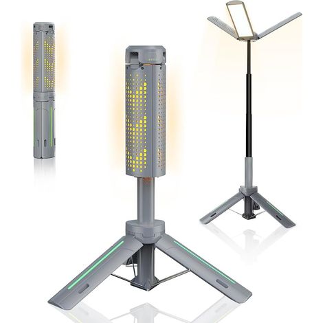 Arbeitsleuchte Mit 8000 Mah Akku, 3000 Lumen – 3 Verstellbare Leuchtenköpfe – Dimmbare Taschenlampe – 1 M Ausziehbares Stativ