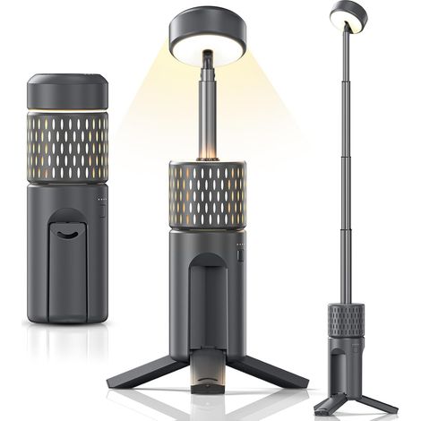 Ausziehbare 600-lm-campinglampe – Wiederaufladbare Campinglaterne – Tragbare Zeltleuchte, Ideal Zum Wandern, Angeln Und Für Notcamping – Wasserdicht (ip54) – Grau