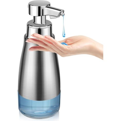 Berührungsloser Flüssigseifenspender Aus Silberfarbenem Edelstahl – 444 Ml, 3 Füllstufen, Nachfüllbar Für Bad Und Küche