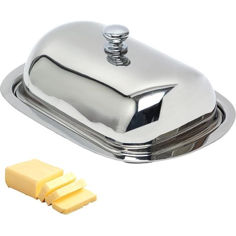 Butterdose Für Den Kühlschrank, Edelstahl-butterdose 16 X 12 Cm Mit Deckel Und Griff, Ideal Für Familienküchen Und Restaurants.