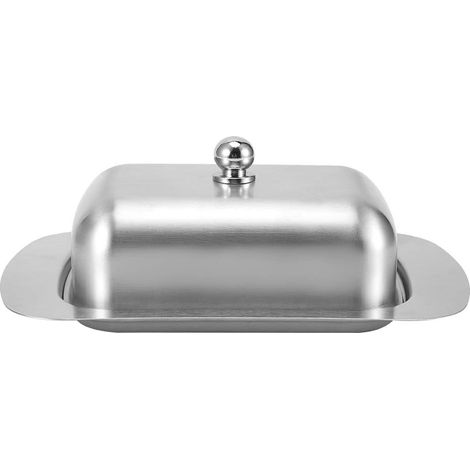 Butterdose Aus Edelstahl Mit Deckel Und Griff – Dessertschale, Käse- Und Brotdose – 18,5 X 12 X 6 Cm