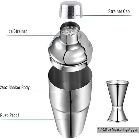 Cocktailshaker, Cocktailset, Martini-shaker, 750-ml-shaker Mit Sieb, Barkeeper-rührwerkzeug, Set Für Selbstgemachte Liköre, Edelstahl-shaker Für Die Cocktailzubereitung