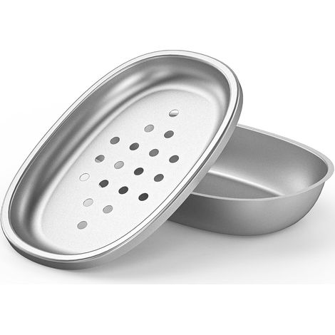 Doppelte Seifenschale Aus Metall – Seifenhalter Aus Edelstahl Mit Abtropffläche – Geeignet Für Dusche Oder Küchenspüle – Sehr Zuverlässig Und Langlebig