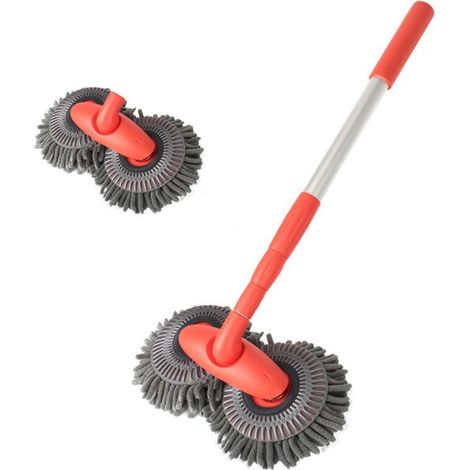 Einziehbare Doppelkopf-autowaschbürste – 360° Drehbarer Langer Griff – Waschbürste Aus Chenille-mikrofaser – Kratzfeste Schutzbürste – Effektive Und Sichere Autoreinigung