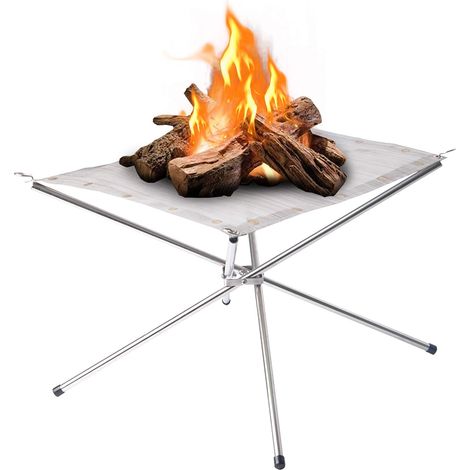 Faltbare Feuerstelle Aus Netzgewebe (56 Cm) – Tragbar Für Camping Und Terrasse – Inklusive Tragetasche
