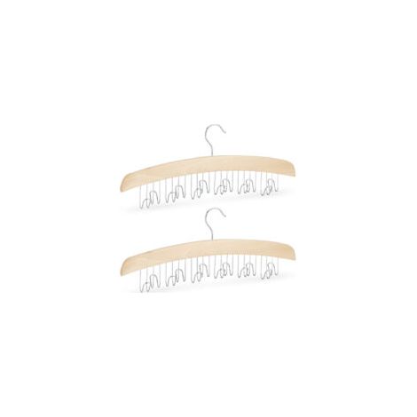 Gürtelaufbewahrungsschrank, 2er-set, Für 12 Gürtel, 360° Drehbare Haken, Lotusholz, 17 X 43 X 5 Cm, Natur/silber