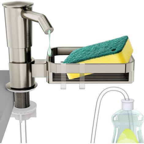 Integrierter Seifenspender Für Die Küchenspüle Mit Schwammhalter – Arbeitsplatte Aus Abs-kunststoff Mit Ca. 99 Cm Langem Verlängerungsrohr – Integrierter Spülmittelspender – Unterbauspüle