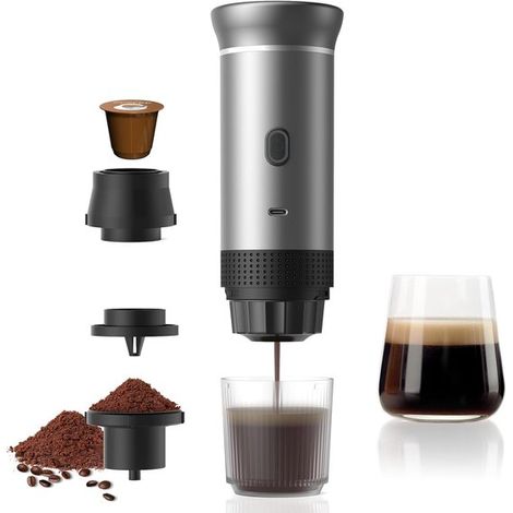 Kapselkaffeemaschine – Kabellose Kaffeemaschine (60 Ml) – 3-in-1 Mit 7500-mah-akku – 15 Bar Druck Und Selbstheizfunktion – Ideal Für Camping, Auto Und Reisen – Einfache Bedienung
