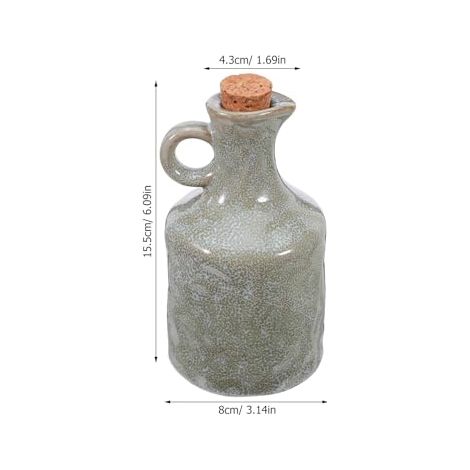 Keramischer Olivenölspender Mit Korken, 382,7 G (13,5 Oz), Handgefertigt - Aktiver Emaille-ölbehälter, Auslaufsicher - Ausgießer Mit Kleinem Loch, Ideal Für Essig, Wein,