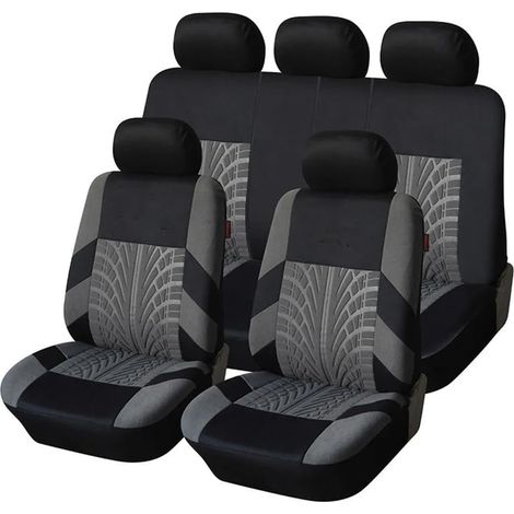 Komplettes Set Mit 9 Autositzbezügen – Grau – Universal – Rutschfest – Weich Und Warm – Für Pkw, Suvs Und Lkw