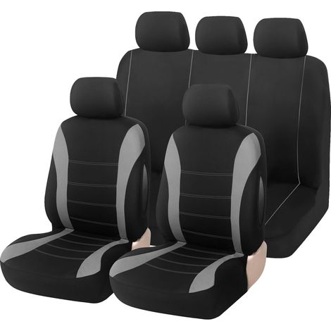 Komplettes Set Mit 9 Autositzbezügen – 100 % Atmungsaktiv – Verbundschaum – Airbag-kompatibel – Universell Für Pkw, Suvs, Limousinen Und Lkw – Grau