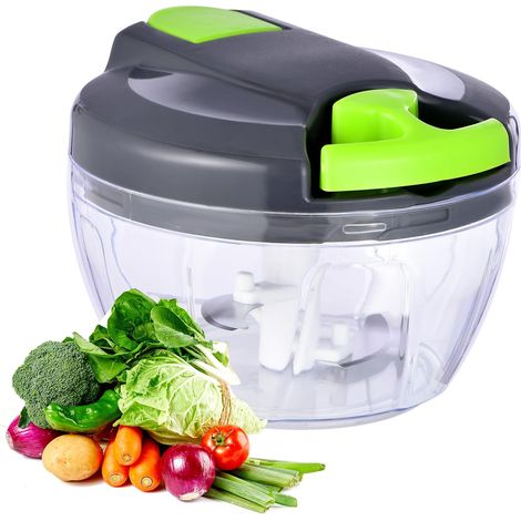 Manuelle Küchenmaschine, Gemüseschneider, Tragbarer Knoblauchschneider Mit Auswurf, Zwiebelschneider, Geeignet Für Gemüse, Ingwer, Früchte, Nüsse, Kräuter Usw., 500 Ml.