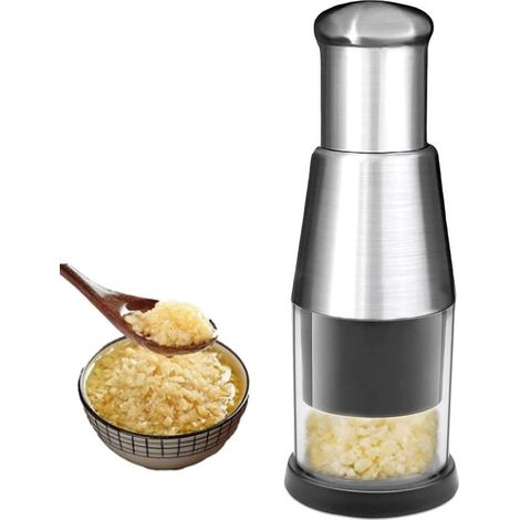 Manueller Knoblauchschneider – Manuelle Knoblauchpresse – Edelstahl – Mini-gemüseschneider – Kompakter Knoblauchhobel – Geeignet Für Knoblauch, Zwiebeln Und Paprika – Silber