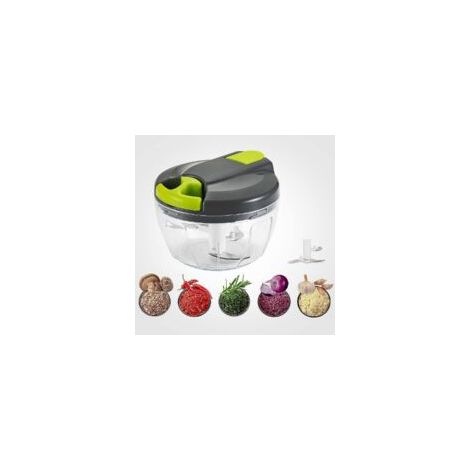 Manueller Multizerkleinerer Mit 3 Edelstahlklingen, 520 Ml Fassungsvermögen, Zugseilzug Zum Zerkleinern Von Gemüse, Obst, Zwiebeln, Knoblauch, Nüssen, Tomaten (grau)