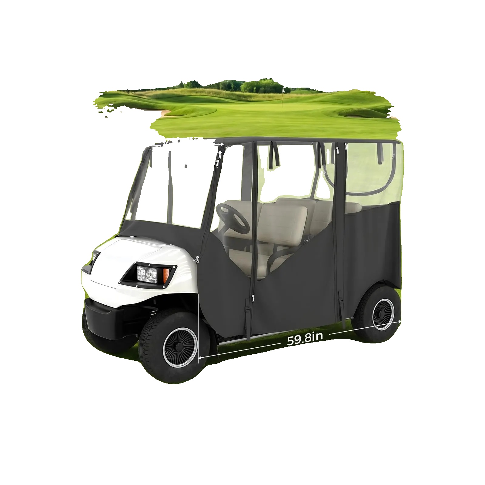 Golfwagen-abdeckung, Schwerlast-wasserdicht, Klare Fenster, 4-passagier