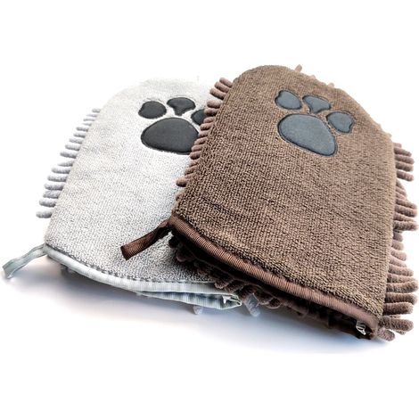 Mikrofaser – Haustiere – Fäustlinge – 2er-pack – Grau – Reinigen Und Trocknen Von Pfoten – Hunde Und Katzen – Standardgröße