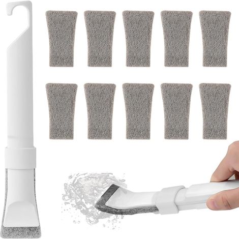 Multifunktionsbürste – Mit 10 Austauschbaren Bürstenköpfen – Eckreinigungsbürste – Abnehmbarer 2-in-1-schwammspatel – Geeignet Für Küche, Bad Und Fliesenböden