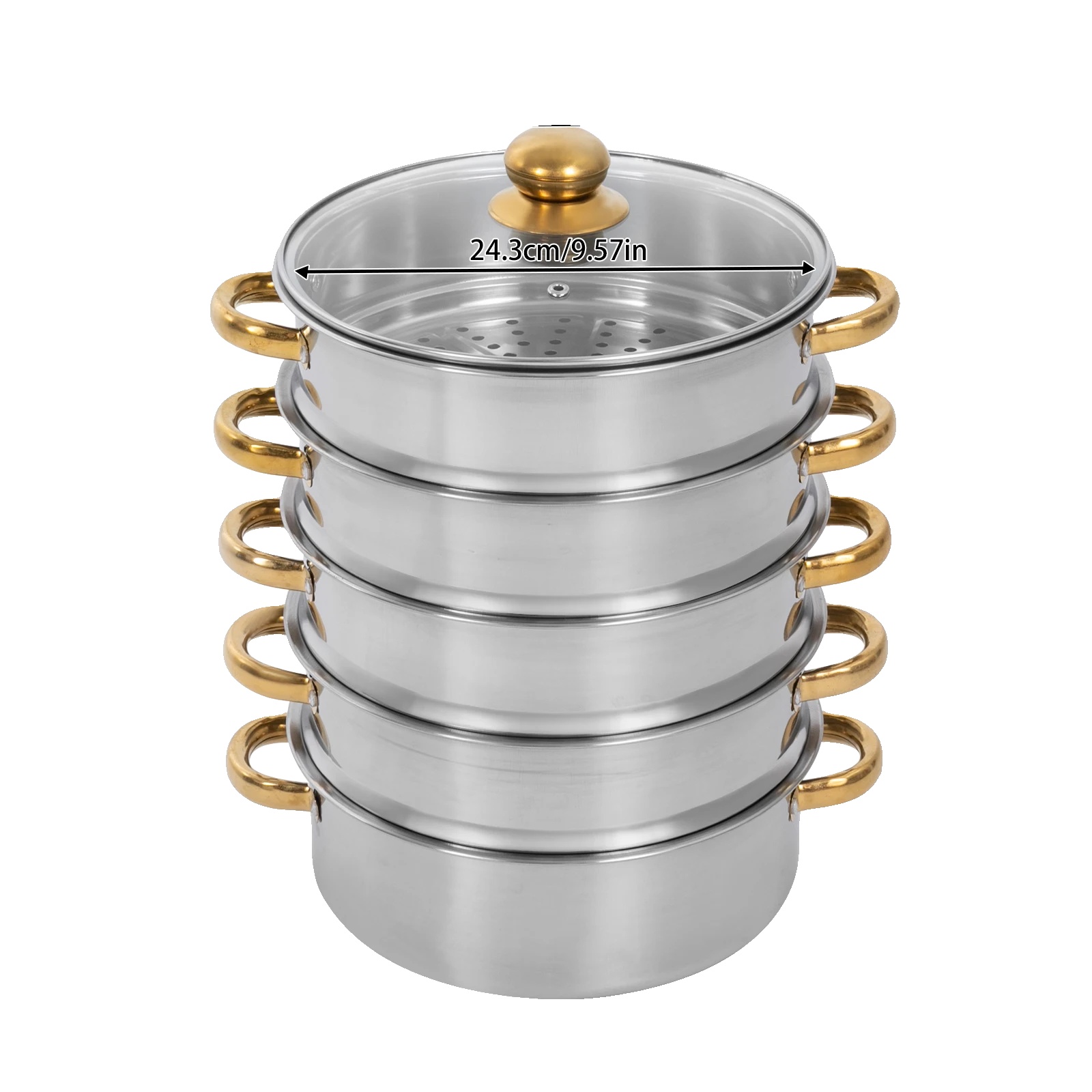 Dampftopf-set, 5-stufiges Design, Langlebiger Edelstahl, 26cm