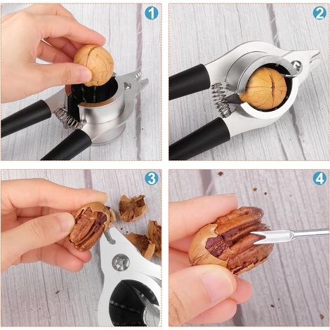 Robuster Nussknacker Für Alle Nüsse Mit Integriertem Greifer. Benutzerfreundlicher Nussknacker Aus Edelstahl Für Pekannüsse Und Andere Nüsse Mit Rutschfestem Griff. Inklusive 2 Hebeln.