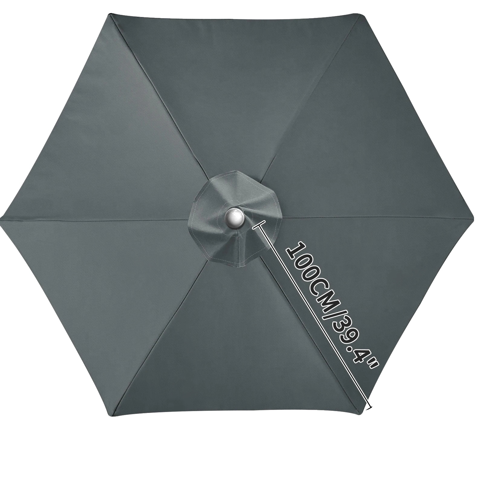 Regenschirmdach, Langlebiges Polyester, Windventil Für Stabilität, Grau 6rippen 2m