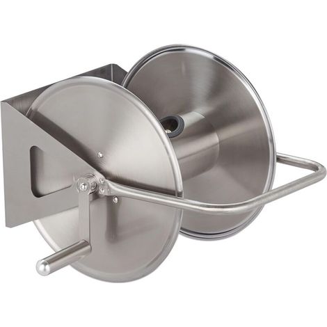 Rosvola Gartenschlauchaufroller, Wandmontage, Edelstahl, Leer, Zur Wand- Oder Standmontage, Für 40 M Schlauchlänge, Silber
