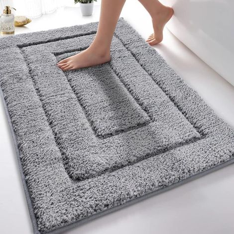 Rutschfeste Und Waschbare Badematte – Weiche, Saugfähige Badematte – Mikrofaser – Für Dusche, Badewanne Und Wc – Grau – 70 X 120 Cm