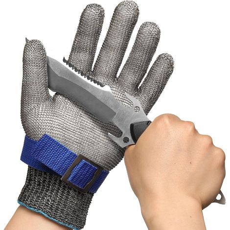 Schnittfester Edelstahl-netzhandschuh (1 Stück), Lebensmittelecht, Für Metzgerei, Fleischschneiden, Austernöffnen, Mandolinengebrauch, Kochen Und Mehr.