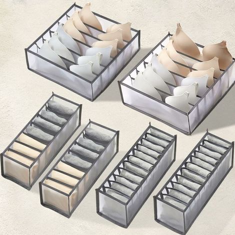 Schubladenorganizer Für Dessous – Faltbar, Großes Fassungsvermögen – Ideal Für Dessous, Socken Und Mehr – 6er-set, Grau