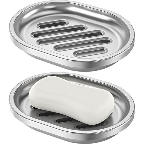 Seifenschale Aus Edelstahl Mit Abtropffläche – Seifenschale Aus Gebürstetem Metall, Ideal Für Dusche, Badewanne Oder Küchenspüle – Langlebig Und Stilvoll