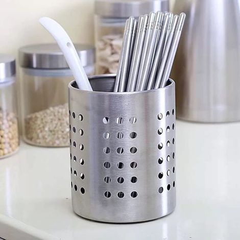 Set Aus 2 Küchenutensilienhaltern Aus Edelstahl (17 X 11 Cm + 12 X 14 Cm), Große Aufbewahrungsmöglichkeiten Für Küchenutensilien Und Besteck, Ideal Zum Organisieren Von Schubladen Und Arbeitsflächen,