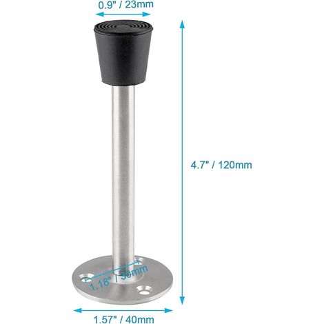 Set Aus 2 Robusten Türstoppern Aus Edelstahl, 120 Mm (5 Zoll) Zur Wandmontage, Mit Stoßdämpfenden Gummispitzen Zum Schutz Von Wänden Und Türen, 120 Mm (4,7 Zoll)