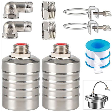 Set Aus 2 Schwimmerventilen Zur Wasserstandsregelung Von 1/2" Bis 3/4", Edelstahl 304. Vollautomatisches Wasserabsperrventil, Automatischer Wasserstandsregler Für Tanks Und Schwimmbecken.