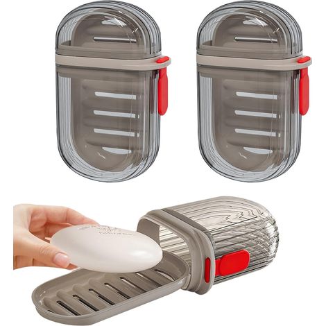 Set Aus 2 Tragbaren Seifendosen Mit Deckel, Seifenbehälter Und Plastikbeutel, Ideal Für Reisen, Badezimmer Und Camping.